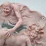 Визитница, настольное украшение. Похотливый старичок и барышня. Бисквит. Германия. Ню.