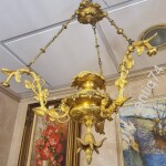 Шикарная люстра, лампа. Бронза, золочение.