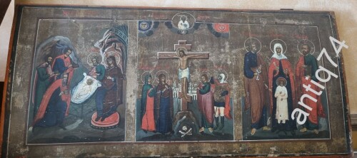 Большая трехчастная икона. Храмовая. Дерево.